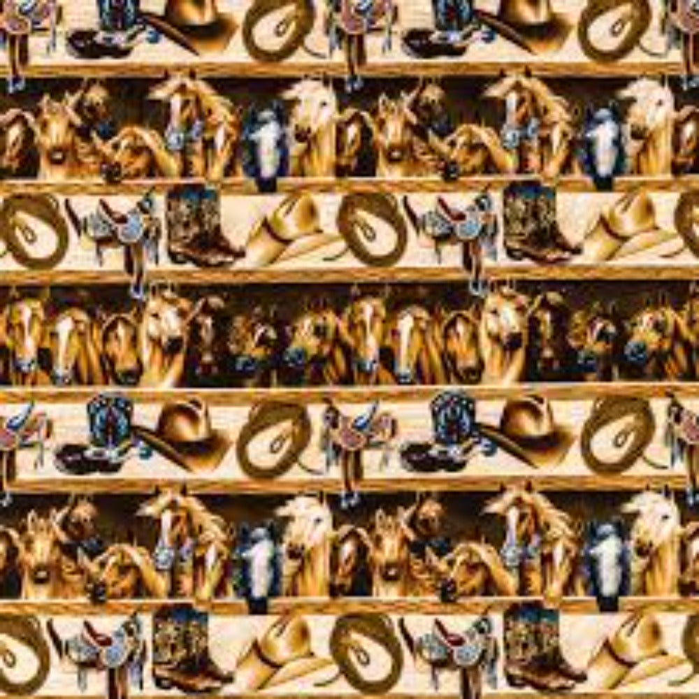 Western Cowboy Shelf Cotton Fabric