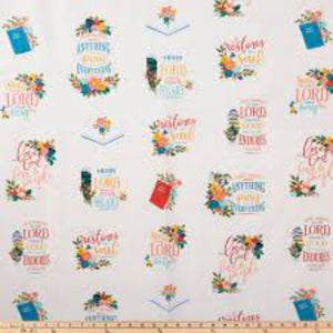 Block Scripture Cotton Calico Fabric