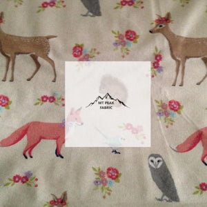 Wildlife Flowers Cream Flannel Fabric