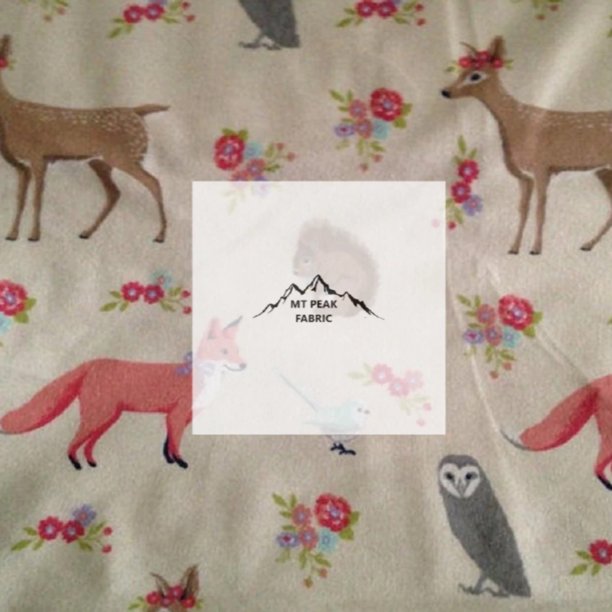 Wildlife Flowers Cream Flannel Fabric