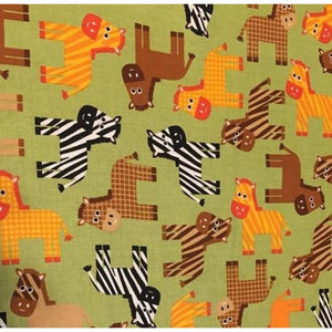 Urban Zoologie Green Zebras Cotton Fabric