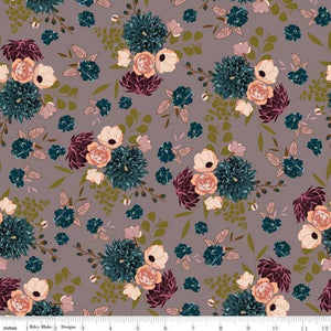 Designer Dahlia Rose in Color Stone Rayon Fabric