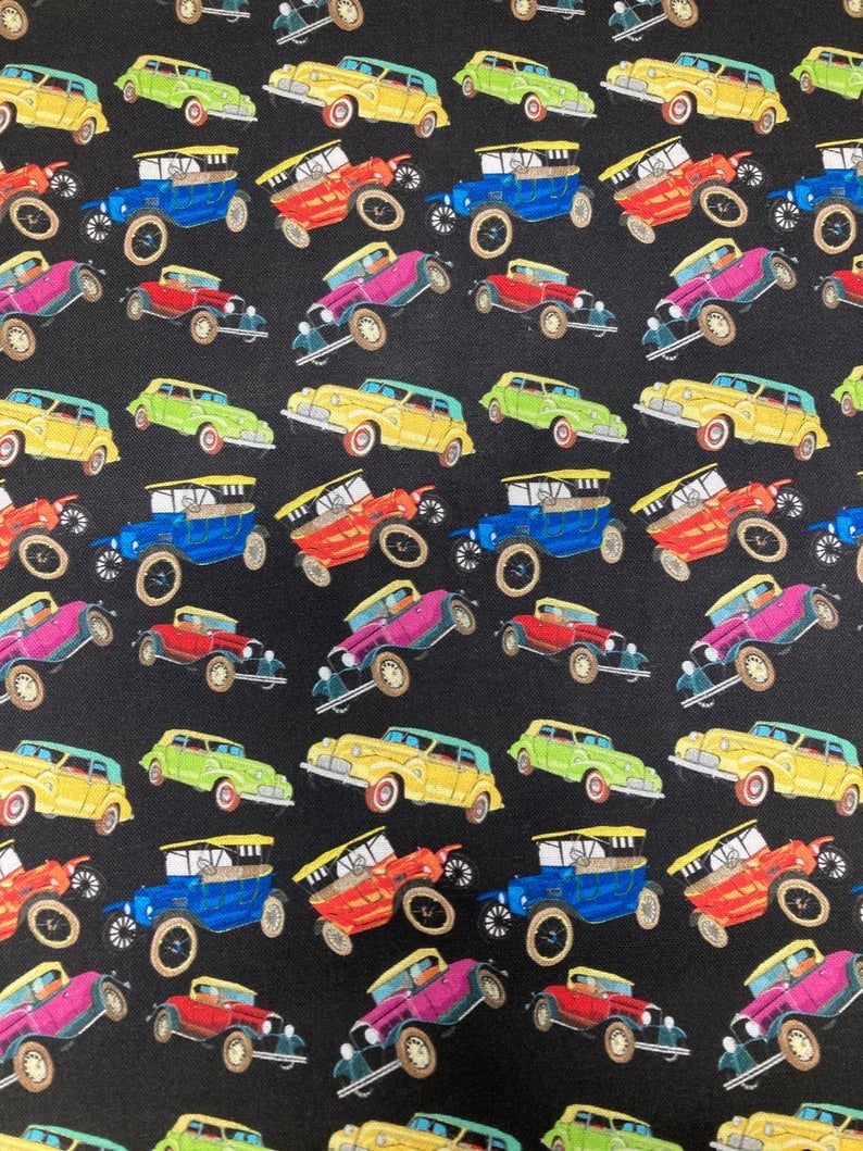 Vintage Classic Cars Cotton Fabric