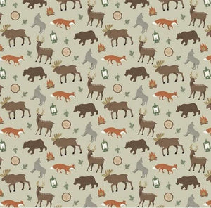 Adventure is Calling "Khaki" Cotton Fabric