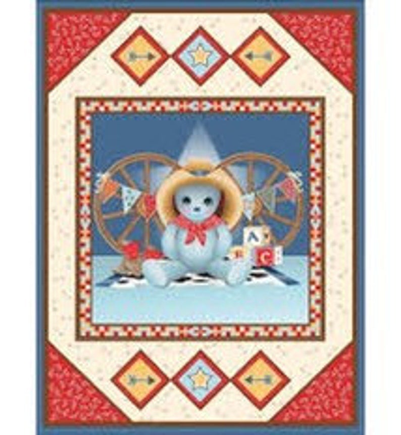 Western COWBOY BEAR BABY PANEL #6 Cotton Panel Fabric