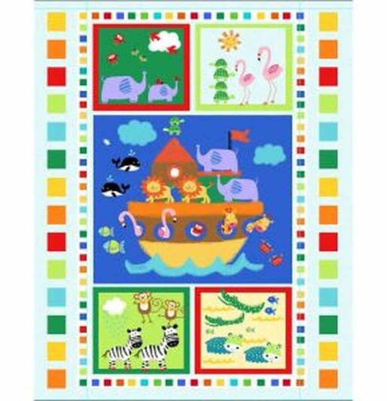Noah’s Ark Cotton Panel Fabric