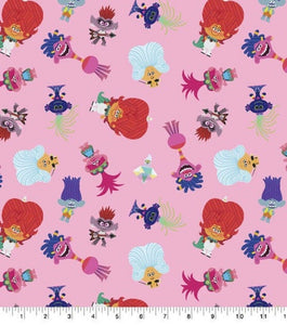 Trolls Pink Cotton Fabric