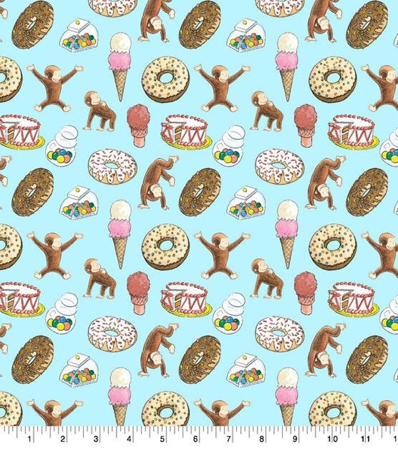 Curious George “Party Toss” Cotton Fabric