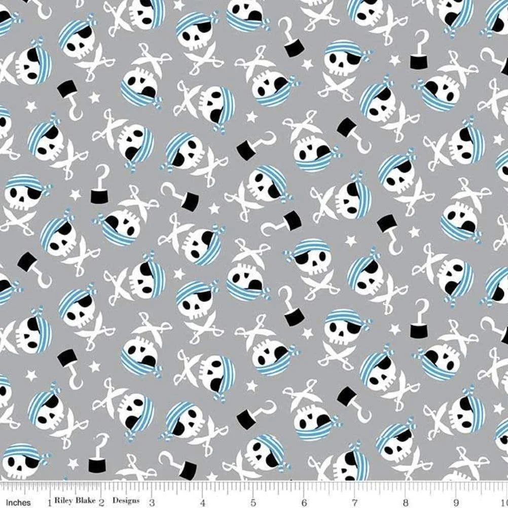 Handmade Blanket, Burp Rag/ Security Blanket, and Bib Pirates Life Gray