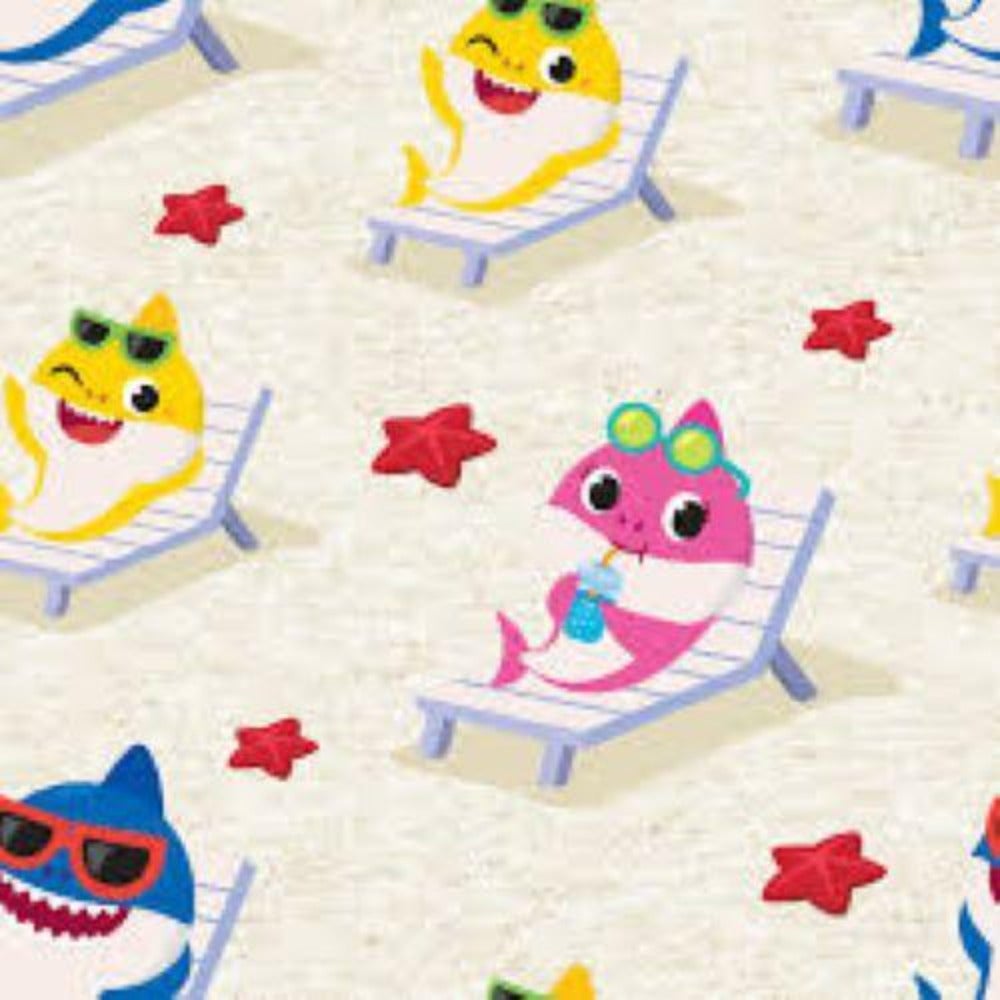 Shark Starfish Beach Cotton Fabric