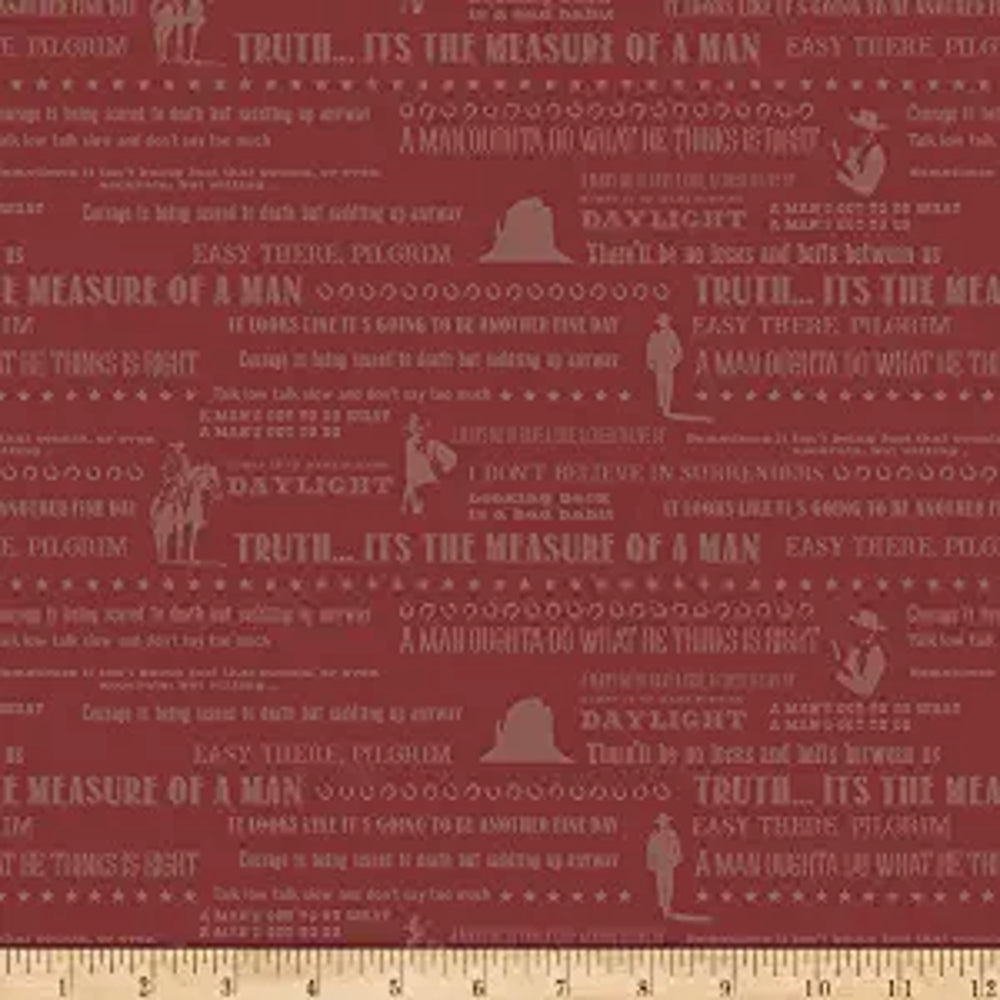 John Wayne Quotes Red Cotton Fabric
