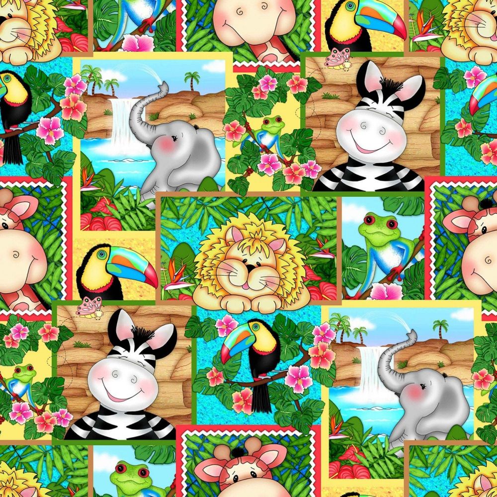 Bazooples Waterfall Patch Cotton Fabric