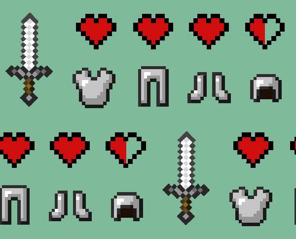Minecraft Icons Cotton Fabric