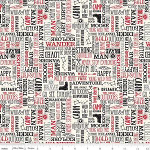 Wild at Heart Cream Words Cotton Fabric